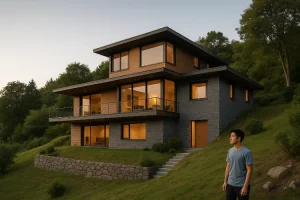 Inspirasi Desain Rumah di Lereng dengan Konsep Split-Level yang Menawan